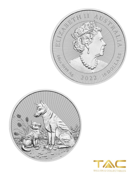 10 oz Silver Coin - 2022 Silver Mother and Baby Dingo - Perth Mint