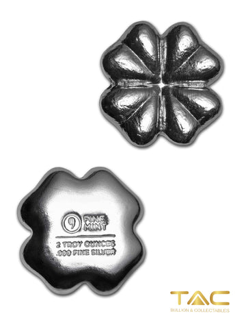 2 oz Hand Poured Silver - Shamrock Clover - 9Fine Mint