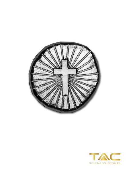 1/2 oz Hand Poured Silver Bullion Cross - Lucky Pieces - 9Fine Mint