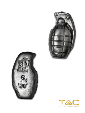 6 oz Hand Poured Silver Bullion - Grenade - Big Boom!