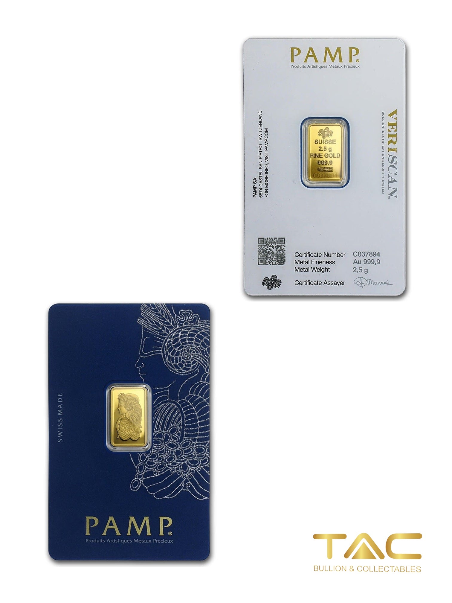 2.5 gram Gold Bullion Minted - Lady Fortuna Veriscan® - PAMP Suisse