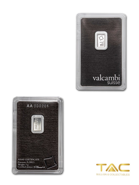 1 gram Platinum Bullion Minted - Valcambi - Valcambi Suisse