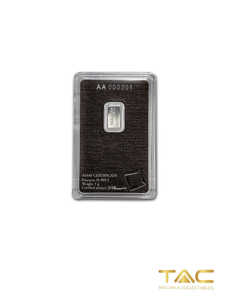 1 gram Platinum Bullion Minted - Valcambi - Valcambi Suisse